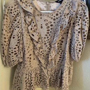 Express Tan Peplum Top with Silk Inside